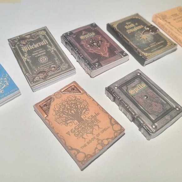 Mini Gothic Halloween Spell Books Witch Decor Tiered Tray Miniatures Witchcraft - Picture 2 of 7